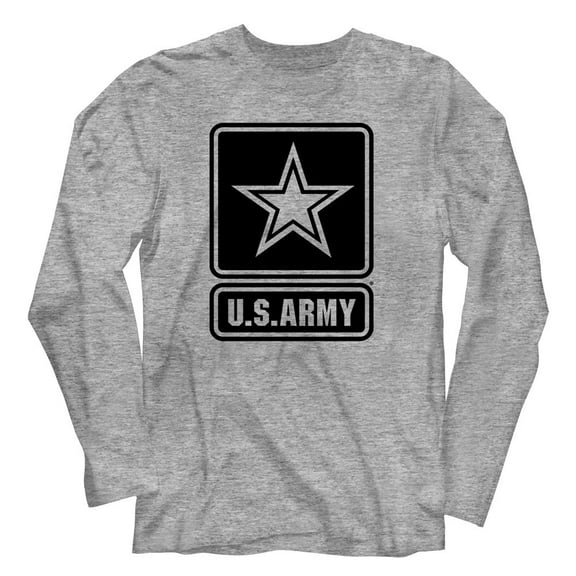 Army Star Logo Gray Heather Adult Long Sleeve T-Shirt