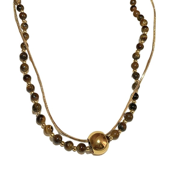 Stainless Steel Sun Pendant Necklace With Natural Stone Adjustable Clavicle Chain For Women Elegant Jewelry Gift