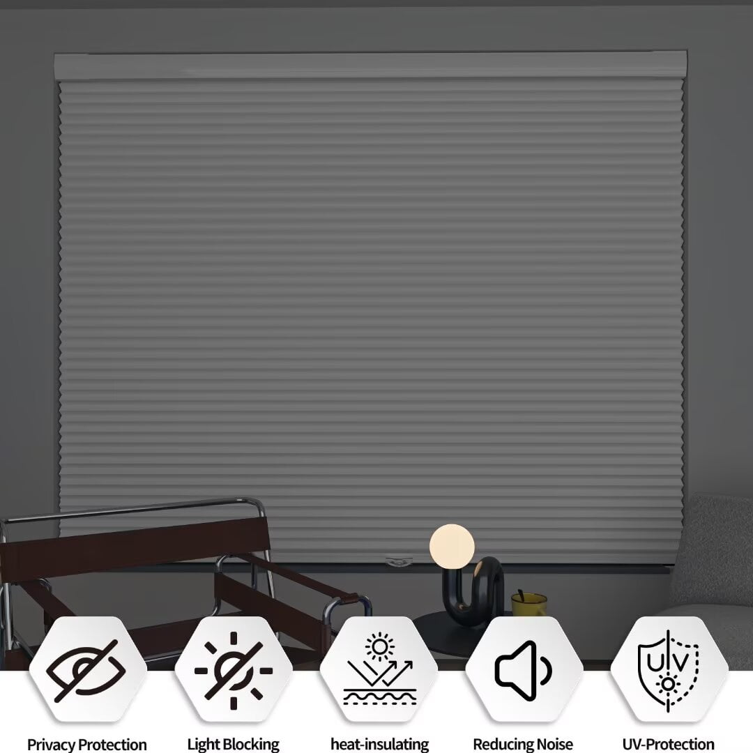 Myshade No Drill Blackout Shades Tension Cordless Cellular Blinds for Indoor Windows No Tools Window Blinds & Shades