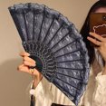 thumbnail image 2 of Pebbuoy Vintage Lace Folding Fan with Tassel Pendant And Ergonomic Handle Handmade Traditional Chinese Style Plastic Handheld Fan for Women Dance Prop Photography Accessory, 2 of 6