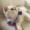 thumbnail image 2 of Knitted Flower Pet Bib for Dogs and Cats, Cute Bellflower Drool Towel Neck Accessory for Photo Props, Small, Purple, 2 of 3