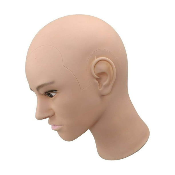 Male Men Bald Mannequin Head Glasses Headset Display Stand white women mannequin Light Coffee