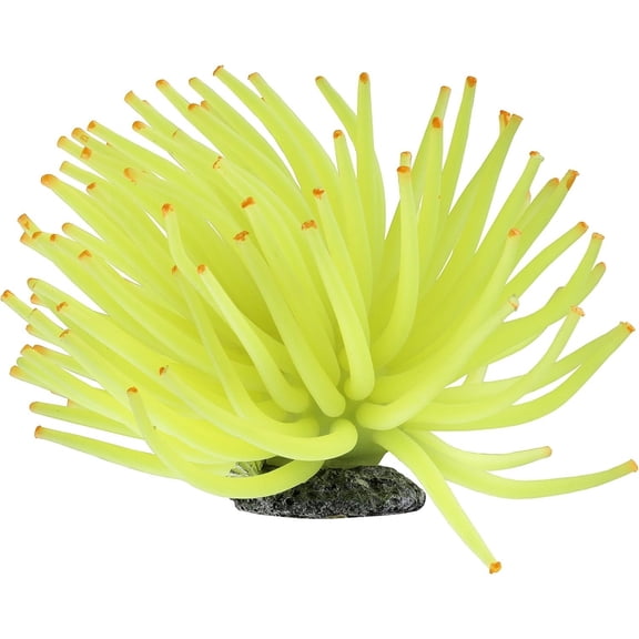 Fish Tank Decorations Silicone Sea Anemone Aquarium Decorations Creates a Glowing Effect Yellow(3.94in)