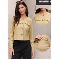 thumbnail image 2 of DARING DIVA Women's Cropped Long Sleeve Button Down Lightweight Blazer XS Khaki, 2 of 6