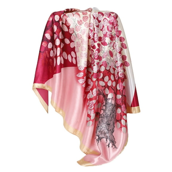 WREESH Women's Silk Neckerchief With Flowers and Petals, Literature and Fashion Small Winter Warm Scarf Hot Pink
