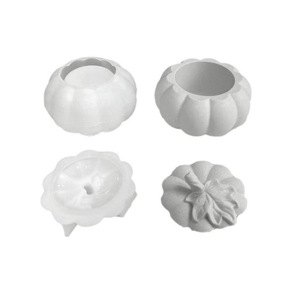 CAIROYAR Molde de silicona para tarro de vela con forma de calabaza de Halloween, molde de yeso para tarro de almacenamiento de calabaza.