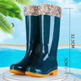 thumbnail image 5 of Taqqpue Women's Rain Boots Plus Size Knee High Fleece Lined Warm Thick Sole Mid Heel Waterproof Long Boots for Women Size 5-10.5 Non-Slip Waterproof Garden Shoes Outdoor Wet Weather, 5 of 6