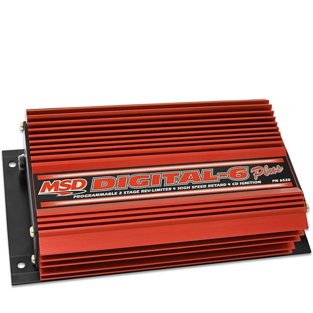 MSD Ignition Ignition Control Module 6520 6 Series; Street/Drag Racing Use; Digital; 0-12500 RPM; With 2 Step Rev Limiter; Multiple Spark Discharge; Without Boost Retard