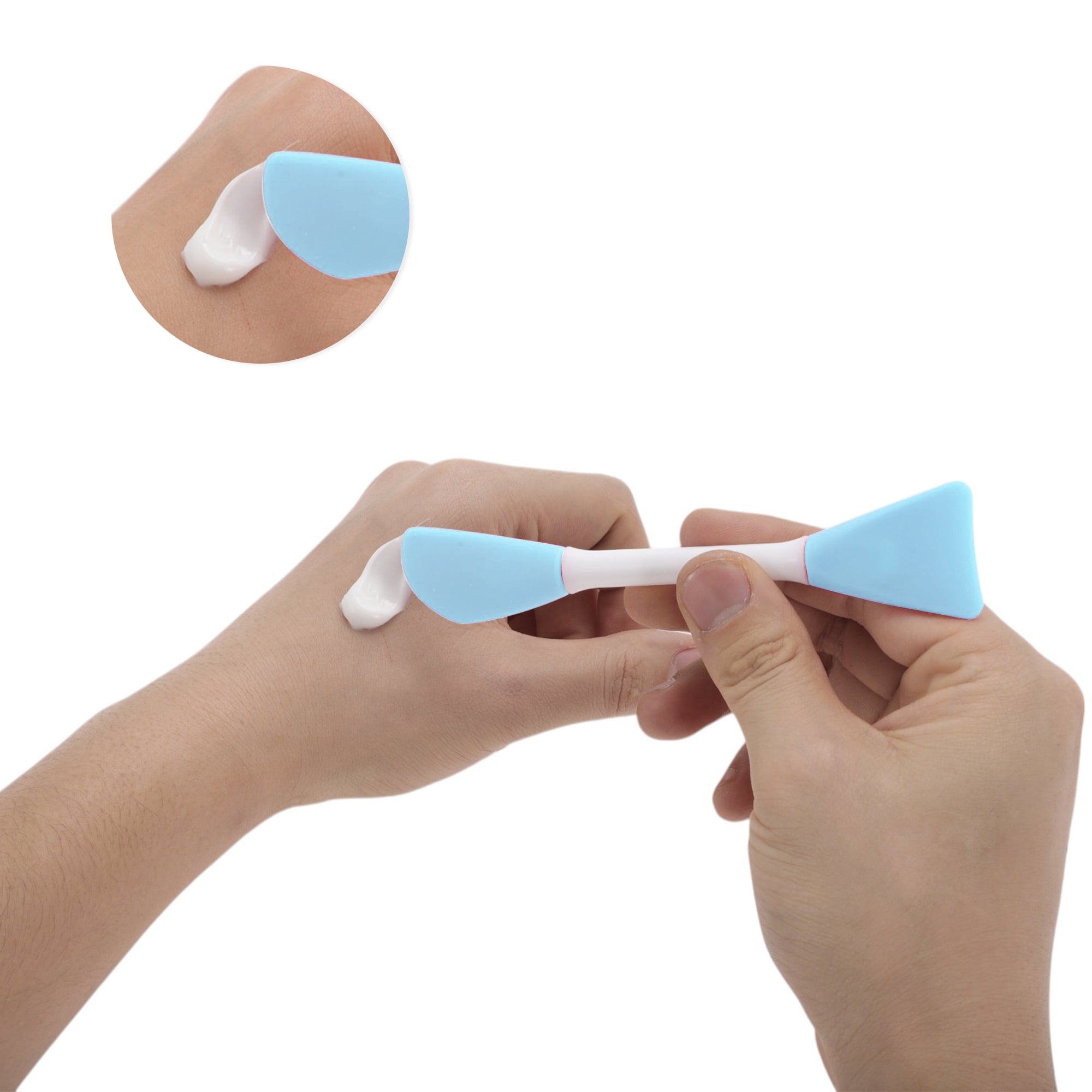 Unique Bargains Smooth Two-in-One Facial Mask Brush 2 Pcs Light Blue