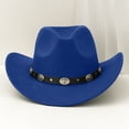 thumbnail image 2 of sususu Cowboy Hat for Men Western Wide Brim Hat with Metallic Accents – Adjustable Cotton-Blend for Daily Wear,Outdoor,Travel Blue, 2 of 4