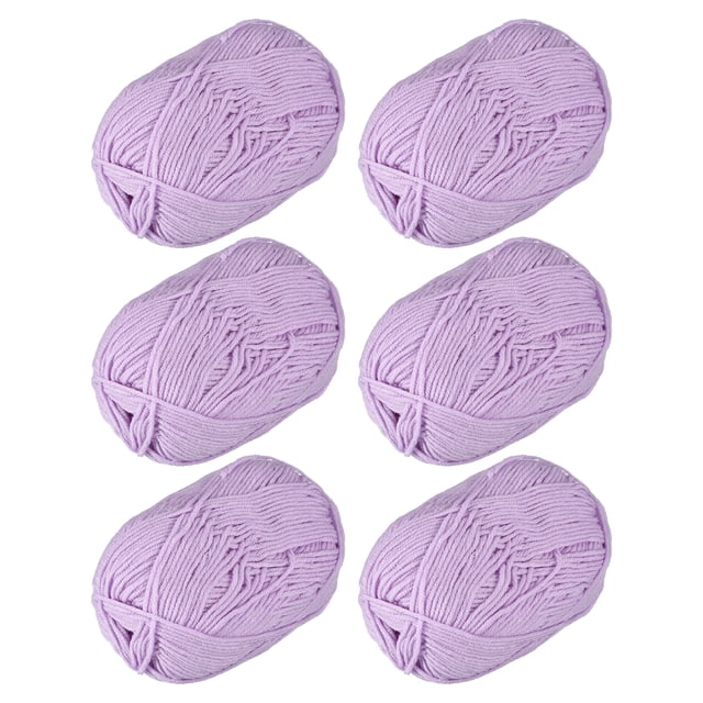 300g - Paquete de 6 ovillos de 50g de hilo acrílico suave para ganchillo de color púrpura claro