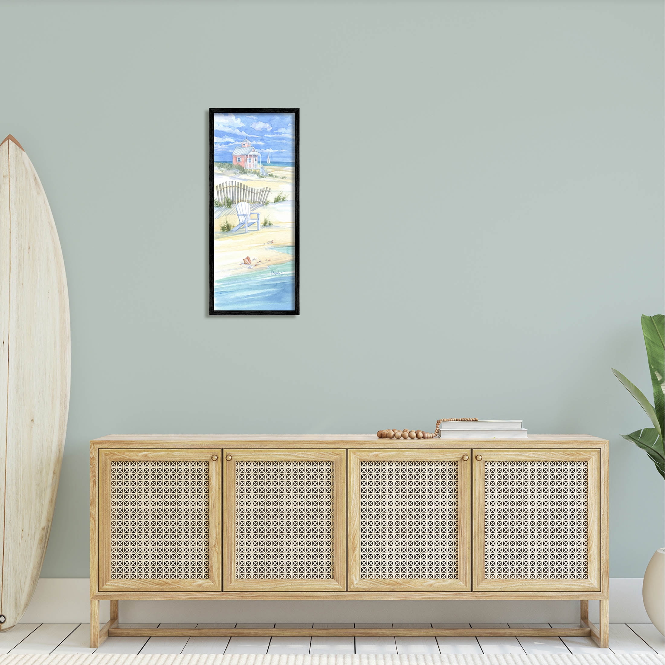 Stupell Industries Beachside Vacation Home Shoreline Painting Black Framed Art Print Wall Art, Design by Paul Brent