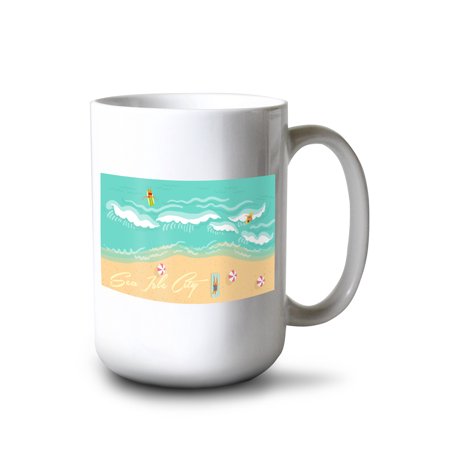 

15 fl oz Ceramic Mug Sea Isle City New Jersey Aerial Beach Scene Dishwasher & Microwave Safe