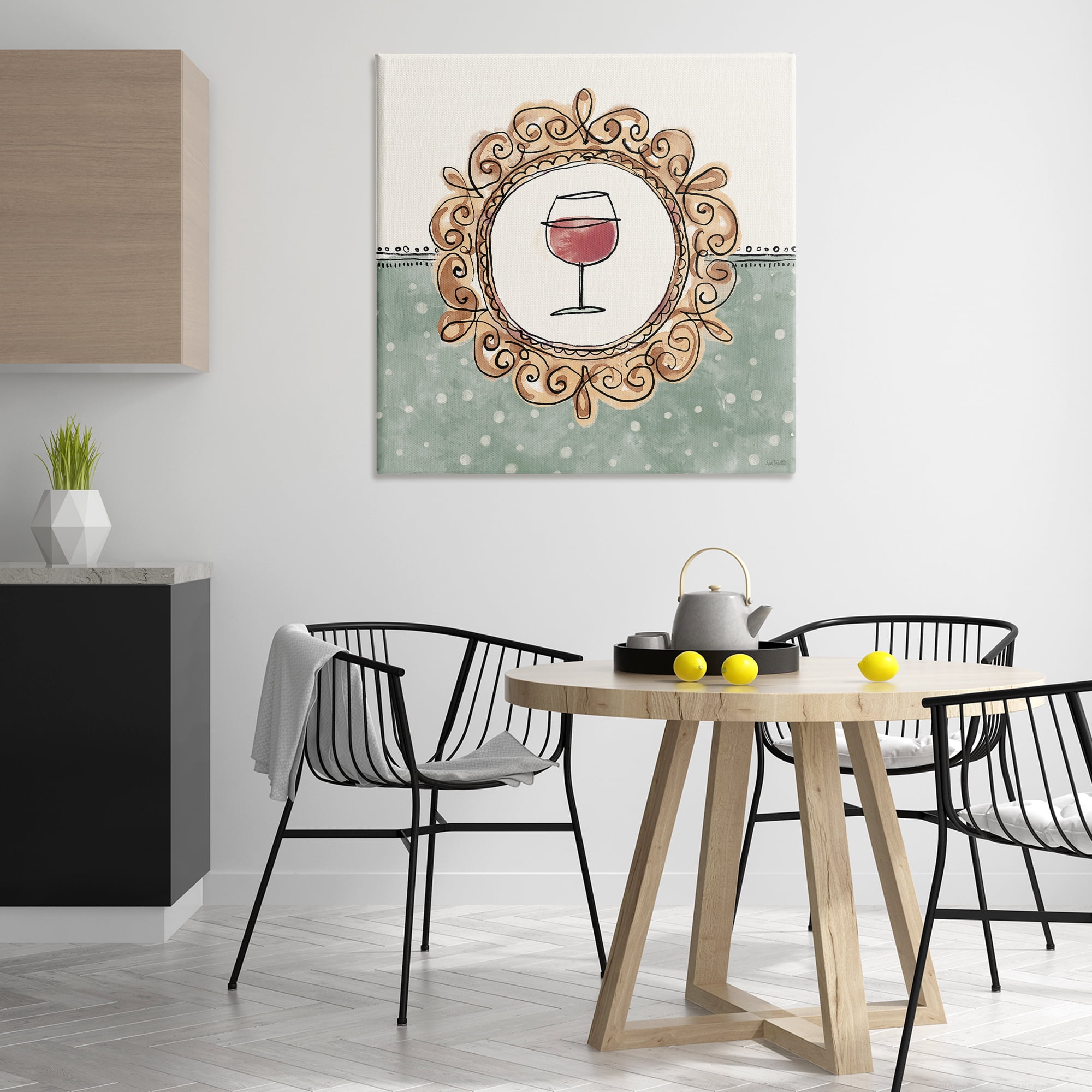 Stupell Industries Wine with Classic Border Food & Beverage Painting Wrapped Canvas Art Print Wall Art, 36 x 36