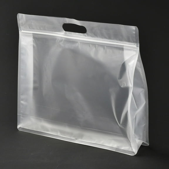 50 pc Transparent Plastic Zip Lock Bag Plastic Stand up Pouch Resealable Bags with Handle Clear 30x35x0.08cm