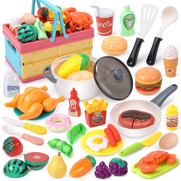 Juego de juguetes para comida HOLYFUN Kitchen con corte de frutas y verduras