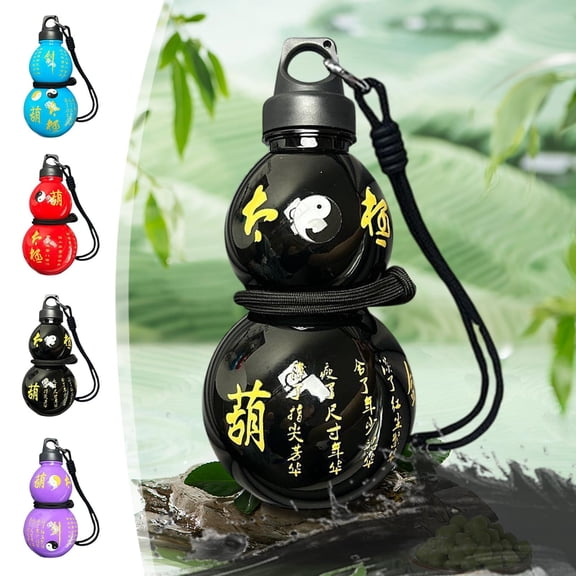 Gourd Water Bottle 2026 Retro Sports Large Capacity 20oz with Strap Waist Rope, Reusable Leakproof Screw Top Bottle for Outdoor Travel, Red