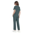 thumbnail image 5 of WTOBBY Women's Quick-Dry Short Sleeve V-Neck Scrubs Set with Pockets, Solid Color Nursing Uniform, 2-Piece Medical Workwear for Healthcare Professionals, Comfort Fit,Green 2XL, 5 of 7