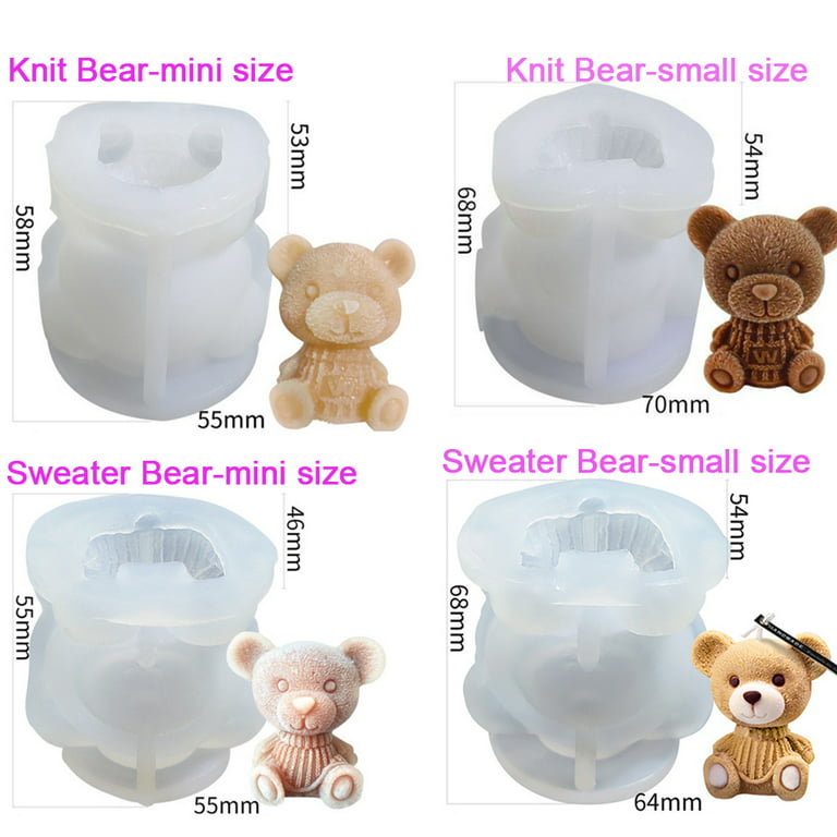 Mini Size 3D Polar Bear Candle Mold Bear Silicone Candle Mold Cake  Decoration DIY Handmade Fondant
