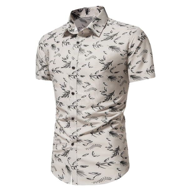 Hombres Casual Botones Playa Sin Posicionamiento Estampado Turndown Camisa de Manga Corta Blusa Odeerbi ODB-6