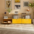 thumbnail image 5 of Cottinch 2-Tier Accent Cabinet,Metal Storage Cabinets with 3 Doors,Open Shelf,Freestanding Organizer for Living Room,Yellow, 5 of 7