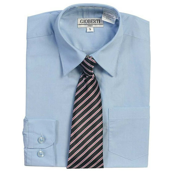 B-One - Light Blue Button Up Dress Shirt Striped Tie Set Boys 5-18 ...