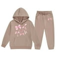 thumbnail image 4 of Rhuody Winter Outfits For Girls Child Long Sleeve Solid Hoodie Pullover Tops Pants Kids Sweat Suit Khaki 4-5 Years, 4 of 4