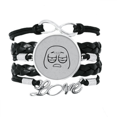 thumbnail image 1 of Tired Black Cute Chat Face Pattern Bracelet Love Accessory Twisted Leather Knitting Rope Wristband, 1 of 3