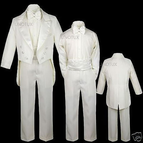 NEW Boy Wedding Baptism Recital Formal Party Tuxedo Suit size:14 16 18 20 Ivory