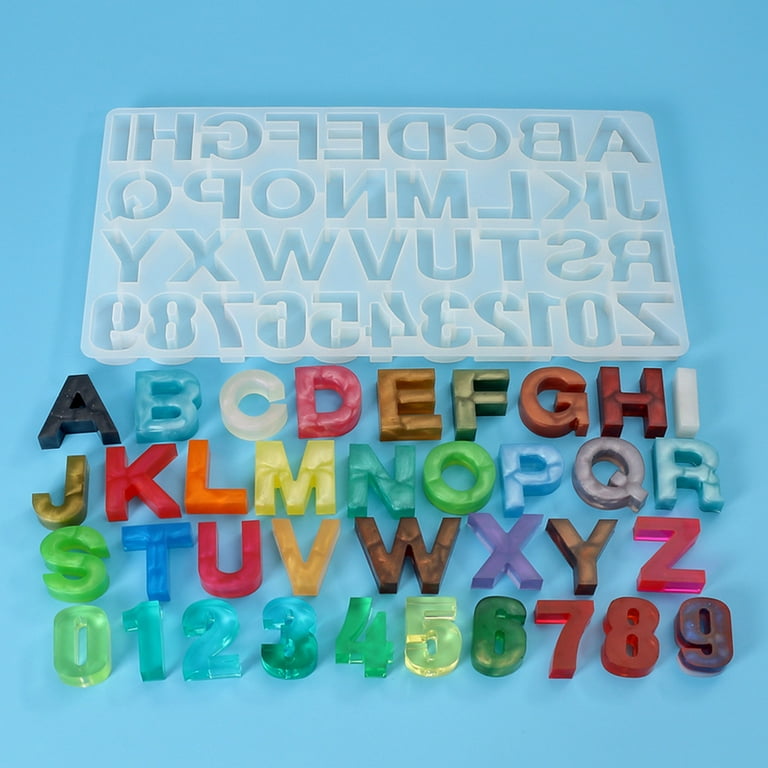 Resin Shiny Silicone Alphabet Resin Molds Backward Letter Number