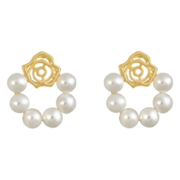 Pendientes de botón Sunnimix flor perla dulce chapado en oro geométrico elegante Aretes