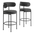 thumbnail image 2 of Modway Albie Boucle Fabric Bar Stools - Set of 2 in Charcoal Black, 2 of 11
