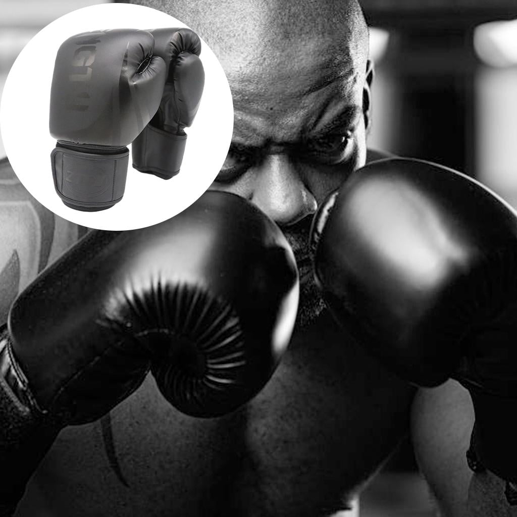 Boxing Gloves MMA Training Thai caseing Thai Sparring Kickboxing Punching Heavy Bag for unisex adult - Black, 14OZ