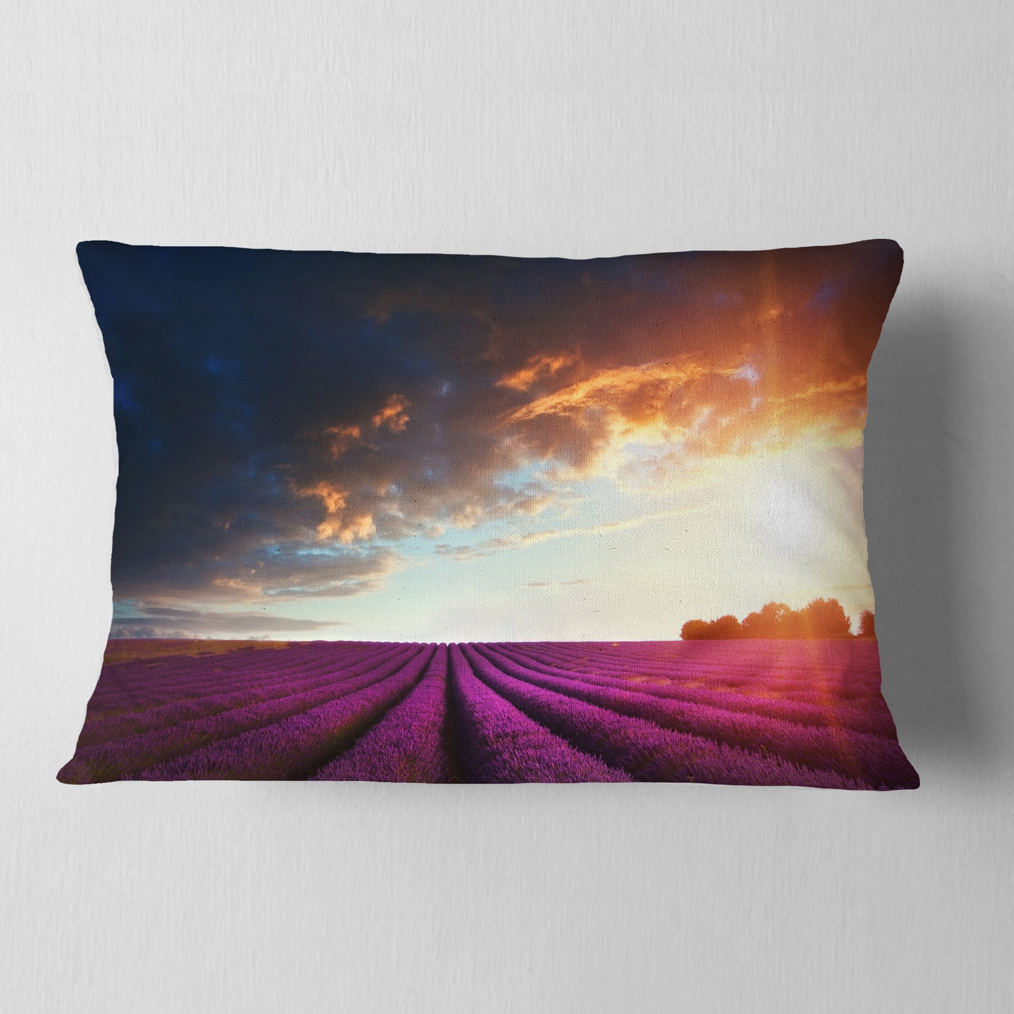 Designart 12" x 20" Purple Polyester Throw Pillow