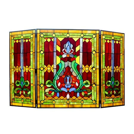 Chloe Lighting Tiffany Glass 3pcs Folding Victorian Fireplace