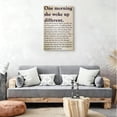 thumbnail image 4 of One Morning She Woke Up Different Canvas Wall Art, Inspirational Empowerment Quote Print, Framed Vintage Parchment Style Decor for Bedroom & Office, Soulful Gift for Her 8*12inch(20*30cm), 4 of 6