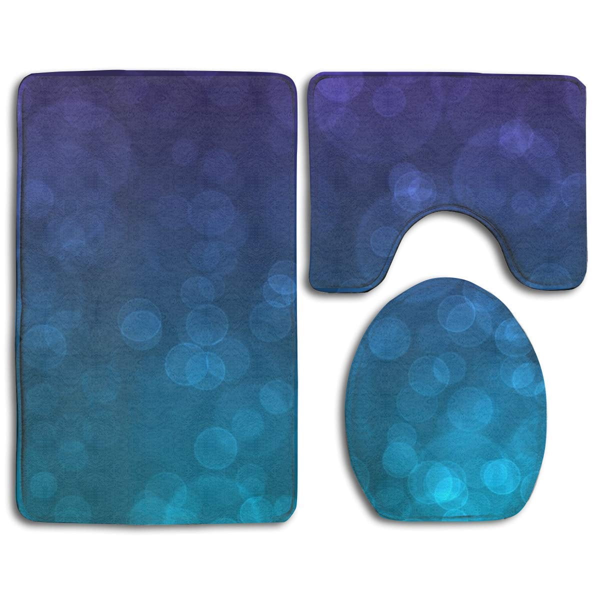 GOHAO New Purple and Teal Bubble 3 Piece Bathroom Rugs Set ...