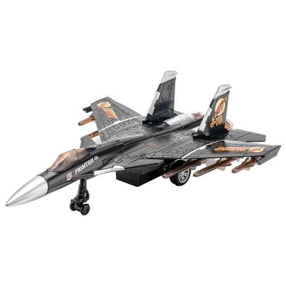 Diecast Fighter Jet Simulation with Lights Sounds Carrier Aircraft for Fireplace black1C