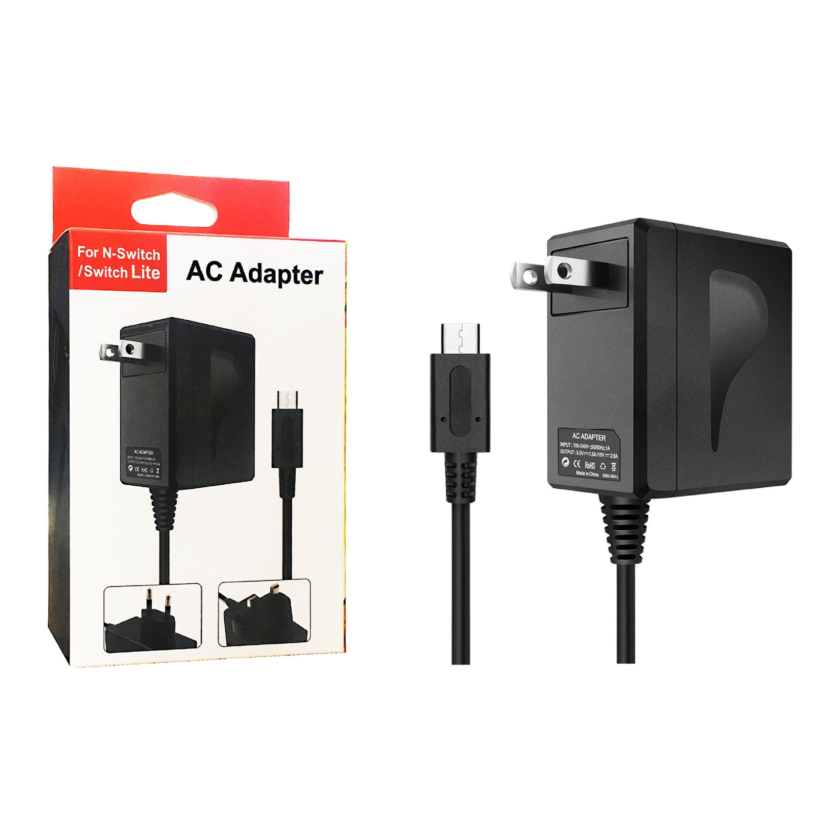 Nintendo Switch Ac Adapter Nintendo Switch Charger With 5 Ft Cable Compatible With Original 5v 1 5a 15v 2 6a Fit Tv Mode And Dock Station Walmart Com