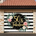 thumbnail image 6 of Gold Glitter 50th Birthday Banner Floral Design Fabulous Display Pink Roses White Flowers Floral Backdrop for 50th Birthday Party Adult Celebration Milestone Event, 6 of 6