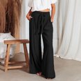 thumbnail image 1 of Pantalones Anchos Pantalones largos informales de pierna ancha con cordones para mujer, pantalones largos de verano a la moda (negro XL) Cgtredaw para Mujer Negro T S, 1 of 6
