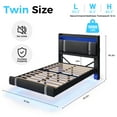 thumbnail image 4 of NEGYLIM Floating Bed Frame Twin Size with LED Lights, Easy to Assemble, Metal Platform Bed with Storage Headboard, No Box Spring Needed, Black, 4 of 14