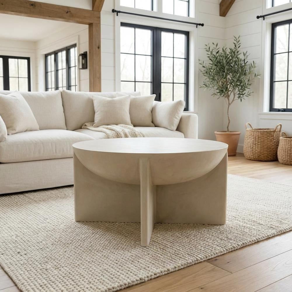 Concrete Round Coffee Table with Modern Design and Durable Solid Construction