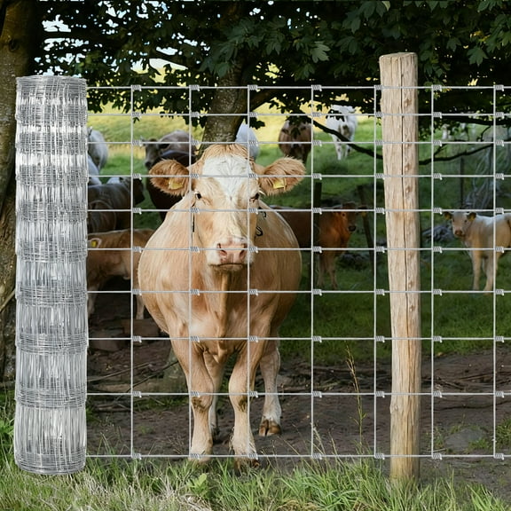 Ladcaser Farm Fence Galvanized Wire Fencing, Cattle Fence, Deer Fence, Heavy Zinc Coating Farm Fence Used to Hog Goat Fencing for Yard Garden and Field