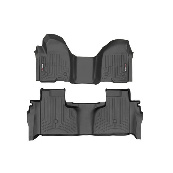 WeatherTech Custom Fit FloorLiners compatible with 4414911-4414369 - 1st Row Over-The-Hump & 2nd Row Black
