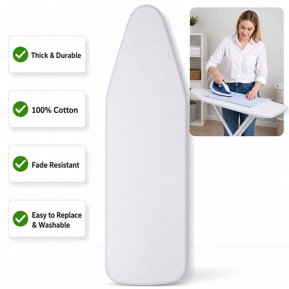 Ironing Board Cover, 135x50cm Silver Heat-Resistant Cotton Pad Replacement Cover for Standard Ironing Boards