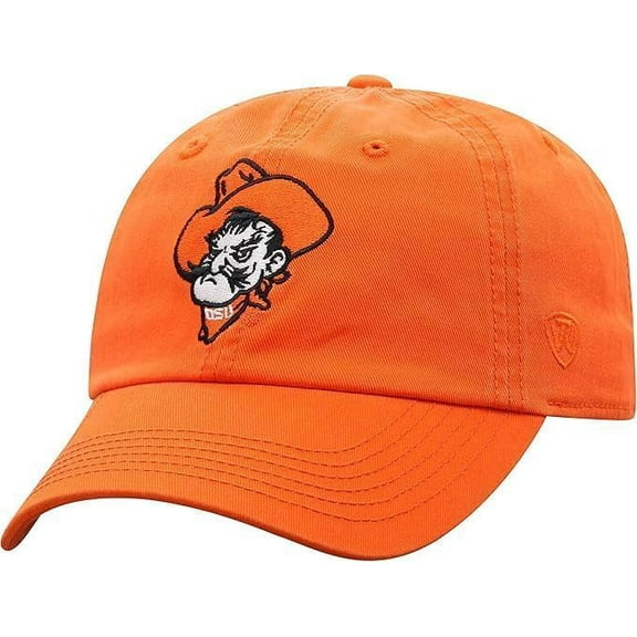 Brand New Collegiate Men's Primary Color Oklahoma State Mascot Design Adjustable Hat, 100% Cotton, Official School Colors, Orange