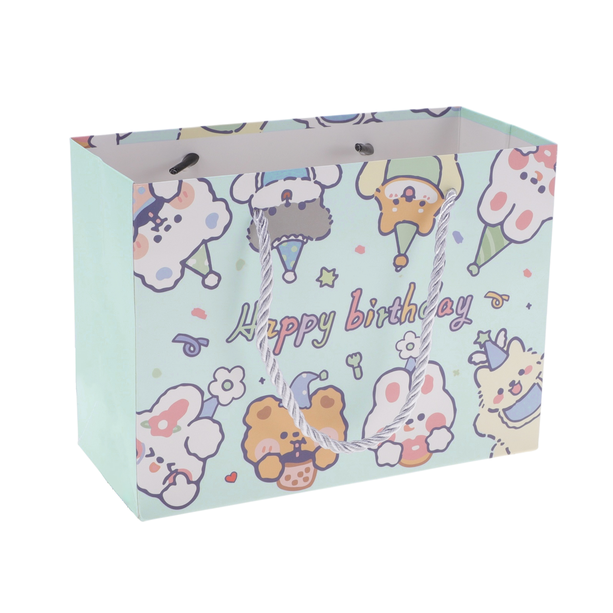 Unique Bargains Set of 4 Cartoon Animal Gift Bags Blue