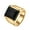 Gold Black-Stone, variant on Men's Stainless Steel 10MM Square Gemstone Crystal Inlaid Plain Engagement Ring Gold Plated Glossy Wedding Band Silver Blue-Stone Size 11