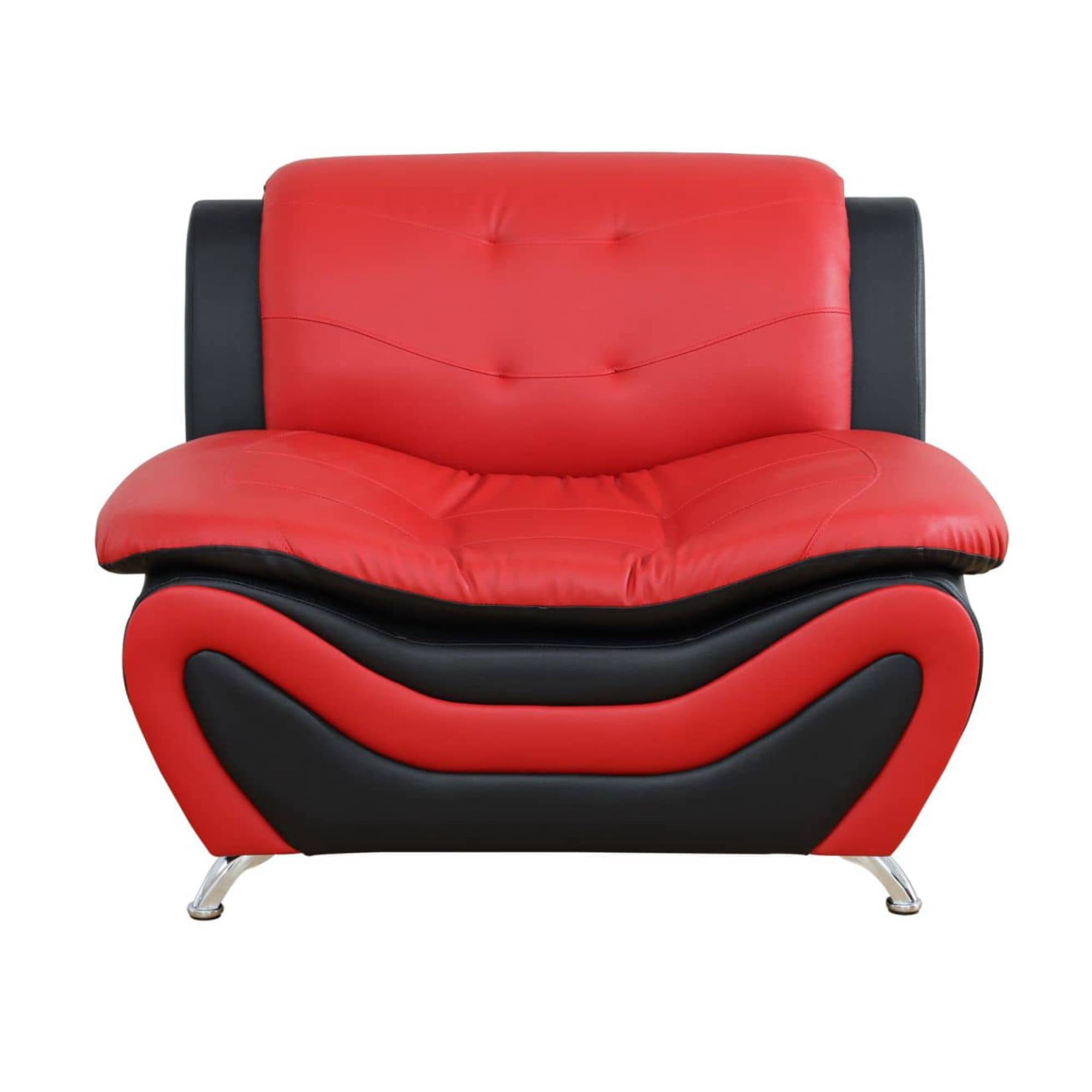 Trumanpick Leather Accent Sofa Chair, Modern Comfy Sofa Couch for Living Room,Bedroom, Red